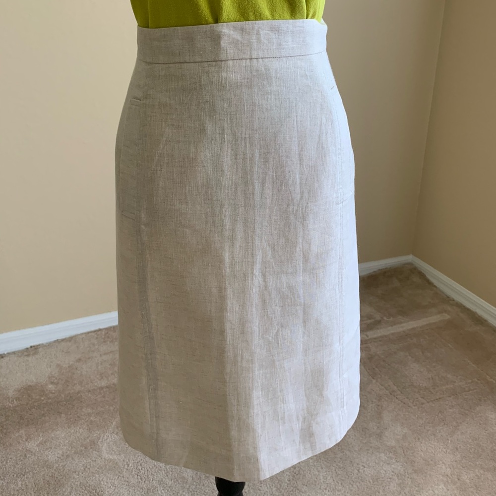 NWT Brooks Brothers Linen Pencil Skirt With Pockets. In Beige or Cream Size 12
